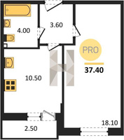Продажа однокомнатной квартиры 37.40/18.10/10.50 2/16 Южное сияние мкр., Корпус 27