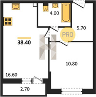 Продажа однокомнатной квартиры 38.40/10.80/16.60 2/16 Южное сияние мкр., Корпус 27