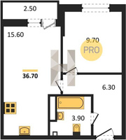 Продажа однокомнатной квартиры 36.70/9.70/15.60 13/16 Южное сияние мкр., Корпус 26