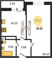 Продажа однокомнатной квартиры 36.60/18.10/10.10 3/16 Южное сияние мкр., Корпус 28