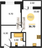 Продажа однокомнатной квартиры 36.70/9.70/15.60 13/16 Южное сияние мкр., Корпус 26