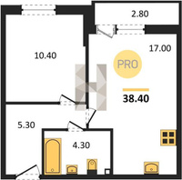 Продажа однокомнатной квартиры 38.40/10.40/17.00 2/16 Южное сияние мкр., Корпус 28