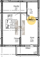 Продажа однокомнатной квартиры 44.35/15.51/12.94 16/16 Агрономическая ул, д. 2/1/1 Корпус 1