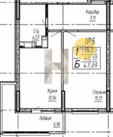 Продажа однокомнатной квартиры 47.09/15.51/12.94 9/16 Агрономическая ул, д. 2/1/1 Корпус 1