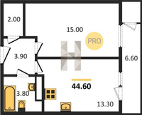 Продажа однокомнатной квартиры 44.60/15.00/13.30 24/24 Новороссийская ул, д. 90/2/4 Корпус 4
