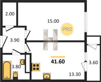 Продажа однокомнатной квартиры 41.60/15.00/13.30 21/24 Новороссийская ул, д. 90/2/4 Корпус 4