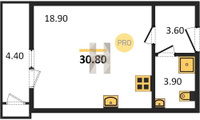 Продажа однокомнатной квартиры 30.80/18.90/18.90 2/24 Новороссийская ул, д. 90/2/4 Корпус 4
