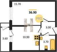 Продажа однокомнатной квартиры 36.90/15.70/10.90 2/24 Новороссийская ул, д. 90/2/3 Корпус 3