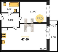 Продажа однокомнатной квартиры 47.60/11.90/23.00 4/24 Новороссийская ул, д. 90/2/3 Корпус 3