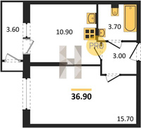 Продажа однокомнатной квартиры 36.90/15.70/10.90 2/24 Новороссийская ул, д. 90/2/3 Корпус 3