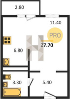 Продажа однокомнатной квартиры 27.70/11.40/6.80 11/12 им. Мурата Ахеджака ул, д. 12/7 Корпус 19