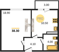 Продажа однокомнатной квартиры 38.30/18.90/10.50 18/20 им. Мурата Ахеджака ул, д. 12/8 Корпус 20