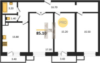 Продажа трехкомнатной квартиры 85.10/48.00/13.80 1/12 Ярославская ул, д. 115/1 Корпус 2