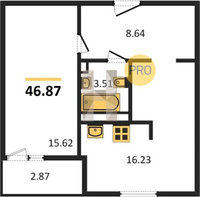 Продажа однокомнатной квартиры 46.87/15.62/16.23 6/9 Крылатская ул, д. 17/1/В Корпус В