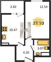 Продажа однокомнатной квартиры 33.10/12.54/10.47 2/9 Крылатская ул, д. 17/1/В Корпус В