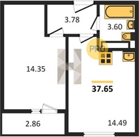 Продажа однокомнатной квартиры 37.65/14.35/14.49 14/19 им. Владимира Жириновского ул, Корпус 3
