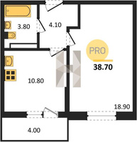 Продажа однокомнатной квартиры 38.80/18.90/10.80 6/9 Западный Обход ул, Корпус 1.1