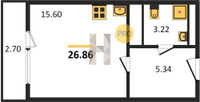 Продажа однокомнатной квартиры 26.86/15.60/15.60 10/18 Знаменский п., д. 21 Корпус 21