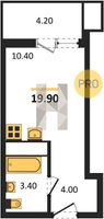 Продажа однокомнатной квартиры 19.90/10.40/10.40 5/8 Бжедугская ул, д. 47 Корпус 2