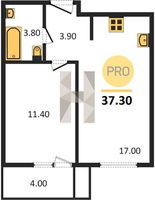 Продажа однокомнатной квартиры 37.30/11.40/17.00 4/8 Бжедугская ул, д. 47 Корпус 3