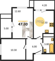Продажа двухкомнатной квартиры 47.80/22.90/10.50 1/8 Бжедугская ул, д. 47 Корпус 3