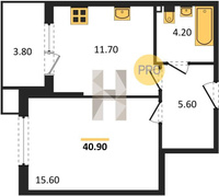 Продажа однокомнатной квартиры 40.90/15.60/11.30 2/18 Героя Пешкова ул, Корпус 28 (уч. 894)