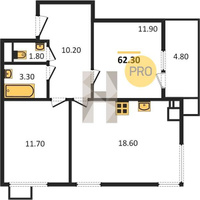 Продажа двухкомнатной квартиры 62.30/23.60/18.60 4/9 1-й Лиговский прд., д. 31 Корпус 31 (уч. 894)