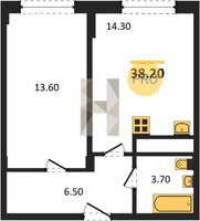 Продажа однокомнатной квартиры 38.20/13.60/14.30 6/9 Гагарина ул, д. 148/4/2 Корпус 2