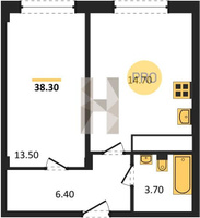 Продажа однокомнатной квартиры 38.00/13.50/14.70 8/9 Гагарина ул, д. 148/4/2 Корпус 2