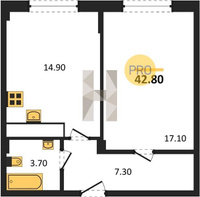 Продажа однокомнатной квартиры 42.80/17.10/14.90 5/9 Гагарина ул, д. 148/4/2 Корпус 2