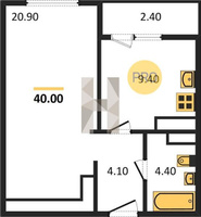 Продажа однокомнатной квартиры 40.00/20.90/9.40 2/8 1-й Лиговский прд., Корпус 5