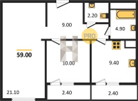 Продажа двухкомнатной квартиры 59.00/31.10/9.40 1/8 1-й Лиговский прд., Корпус 5