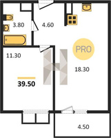Продажа однокомнатной квартиры 39.50/11.30/18.30 13/23 Конгрессная ул, д. 43/1.1 Корпус 1.1