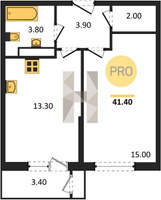 Продажа однокомнатной квартиры 41.40/15.00/13.30 15/24 Новороссийская ул, д. 90/2/2 Корпус 2