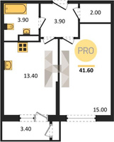 Продажа однокомнатной квартиры 41.60/15.00/13.40 10/24 Новороссийская ул, д. 90/2/2 Корпус 2