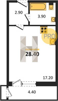 Продажа однокомнатной квартиры 28.40/17.20/17.20 2/24 Новороссийская ул, д. 90/2/2 Корпус 2