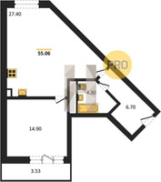 Продажа однокомнатной квартиры 55.06/14.90/27.40 10/12 Ветеранов ул, д. 85, корп. 5 Корпус 2