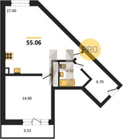 Продажа однокомнатной квартиры 55.06/14.90/27.40 6/12 Ветеранов ул, д. 85, корп. 5 Корпус 2