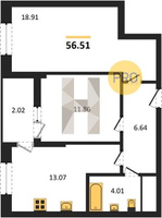 Продажа двухкомнатной квартиры 56.51/30.77/13.07 6/7 Николая Кондратенко ул, Корпус 8