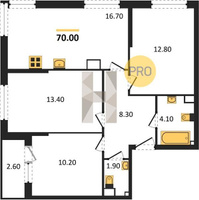 Продажа трехкомнатной квартиры 70.00/36.40/16.70 4/16 им. Марины Цветаевой ул, Корпус 1 (уч. 737 литер 1)