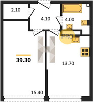 Продажа однокомнатной квартиры 39.30/15.40/13.70 15/16 им. Марины Цветаевой ул, Корпус 2 (уч. 737 литер 2)