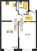 Продажа однокомнатной квартиры 47.70/14.70/24.30 14/16 им. Марины Цветаевой ул, Корпус 2 (уч. 737 литер 2)