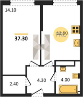Продажа однокомнатной квартиры 37.30/14.10/12.50 11/16 им. Марины Цветаевой ул, Корпус 2 (уч. 737 литер 2)