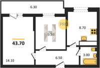 Продажа двухкомнатной квартиры 43.70/23.60/8.70 8/19 Западный обход мкр., д. 45/6 Корпус 6