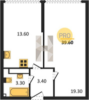 Продажа однокомнатной квартиры 39.60/19.30/13.60 16/16 Западный обход ул, Корпус 39(уч. 594 литер 1)