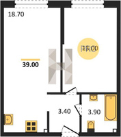 Продажа однокомнатной квартиры 39.00/13.00/18.70 2/16 Западный обход ул, Корпус 42 (уч. 594 литер 4)