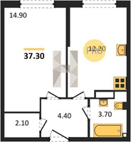 Продажа однокомнатной квартиры 37.30/14.90/12.20 3/16 Западный обход ул, Корпус 50 (уч. 593)