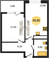 Продажа однокомнатной квартиры 36.80/11.50/13.30 6/18 Новознаменский п., д. 1.4 литер 2 Корпус 1.4 литер 2