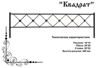 Ограда кованая Квадрат размеры 1800х2200 мм комплект