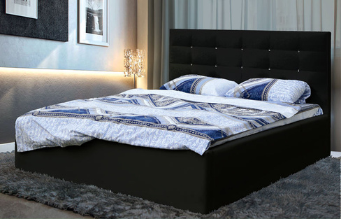 Кровать двухспальная с подъемным механизмом "Виктория" (1400) (кож. зам. че